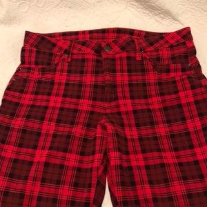 Time and Tru size 16 skinny ankle pant. Red/burgundy/black plaid.
